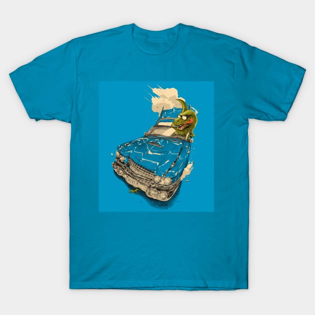 Dinosaur  on a Cadillac T-Shirt by Verso